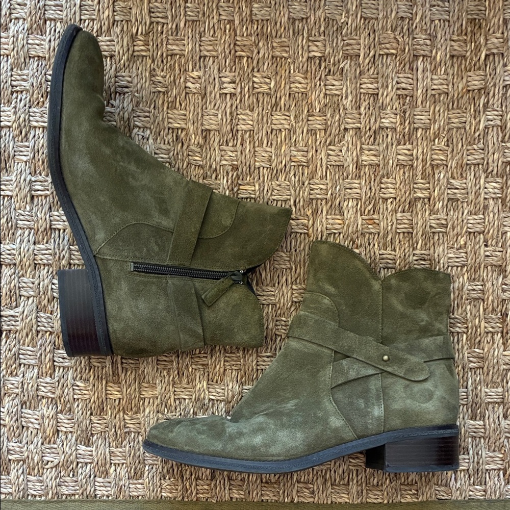 Olive Suede Ankle Boots